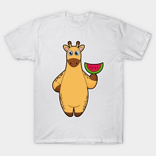 Giraffe at Eating with Watermelon T-Shirt